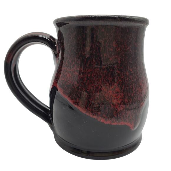 Verena Street Coffee Mug 14oz Deneen Pottery Black Brown Red Drip Glaze Cup 2021 - Picture 6 of 10